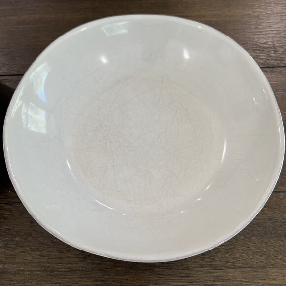 Set of 2 Crate and Barrel Marin 9” White Low Salad Bowls Plates Made in Portugal - Picture 3 of 4